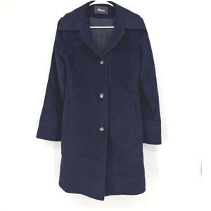 Fleurette Studio‎ Womens Navy Blue Wool Blend 3 Button Coat Size 4